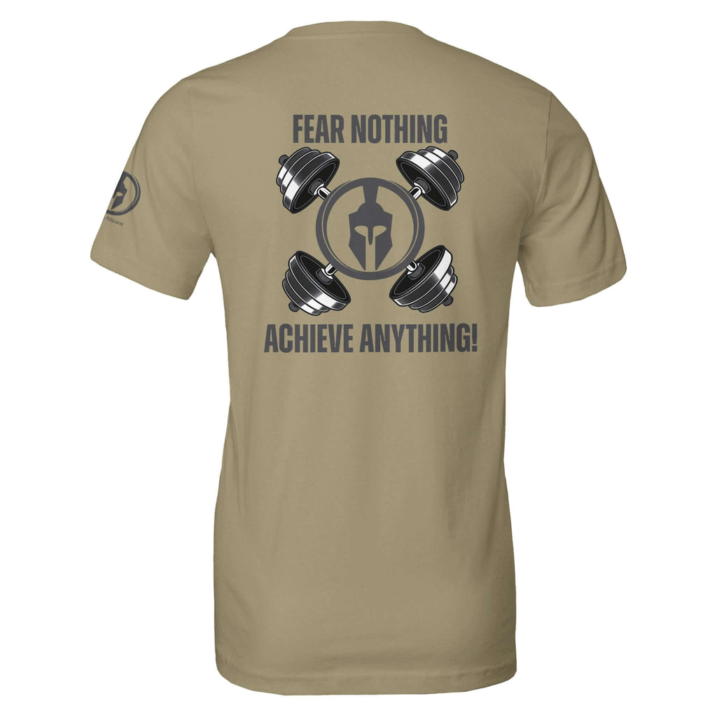 Perform Series Fear Nothing Achieve Anything motivational tee with graphic and text for strength and resilience